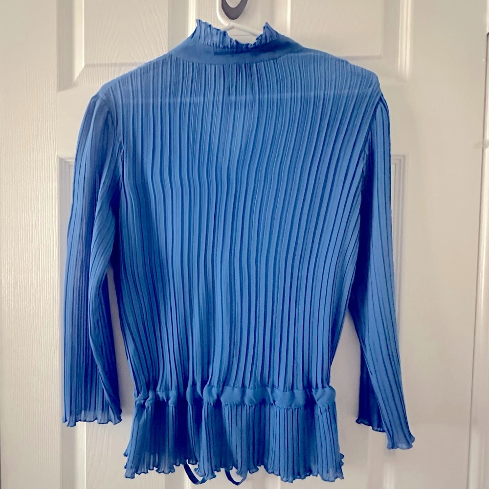Blue Ruffled Women's Top - Picture 2 of 3